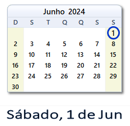 1 Junho 2024 calendario