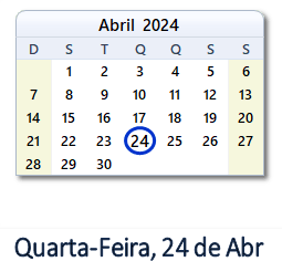 24 Abril 2024 calendario