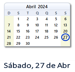 27 Abril 2024 calendario
