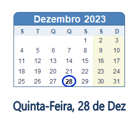 28 Dezembro 2023 calendario